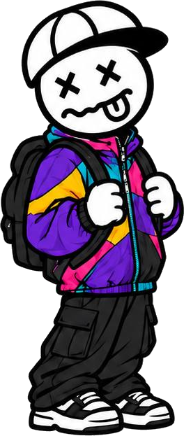 Wornboi with a backpack