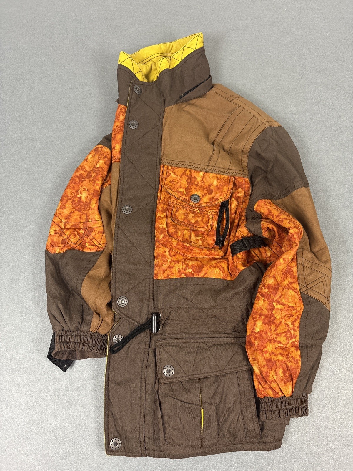 Vintage W&F Wander And Fearless Jacket Brown Orange Flame Print UK L