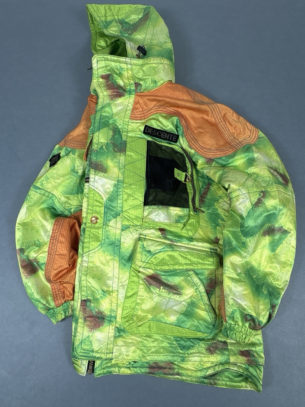 Vintage Descente Basic Impression Ski Jacket Green Orange UK XL